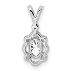 Sterling Silver Rhodium-Plated White Topaz & Diamond Pendant  Elegant April Birthstone Design