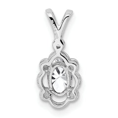 Sterling Silver Rhodium-Plated White Topaz & Diamond Pendant  Elegant April Birthstone Design