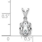 Sterling Silver Rhodium-Plated White Topaz & Diamond Pendant  Elegant April Birthstone Design