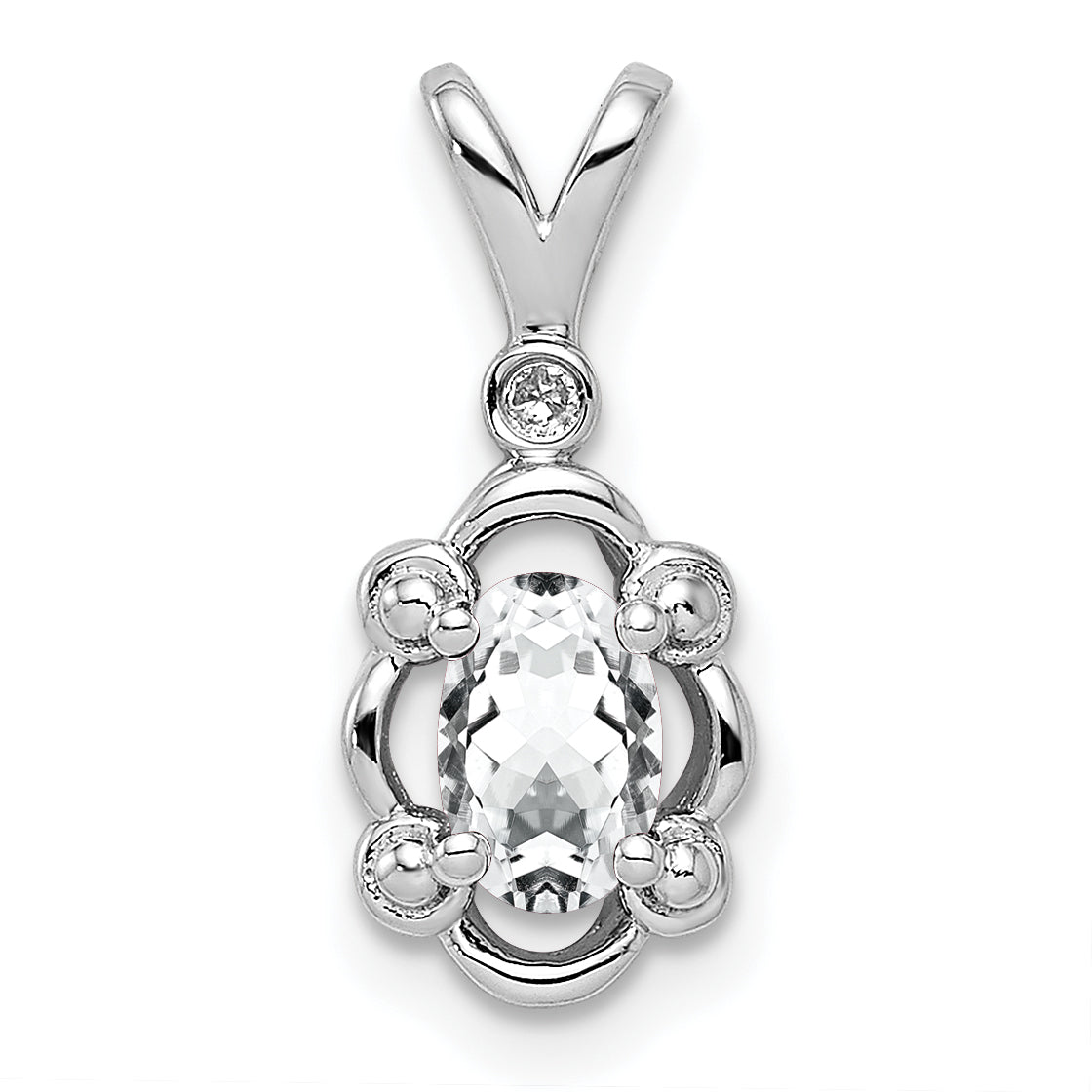 Sterling Silver Rhodium-plated White Topaz & Diam. Pendant Main image