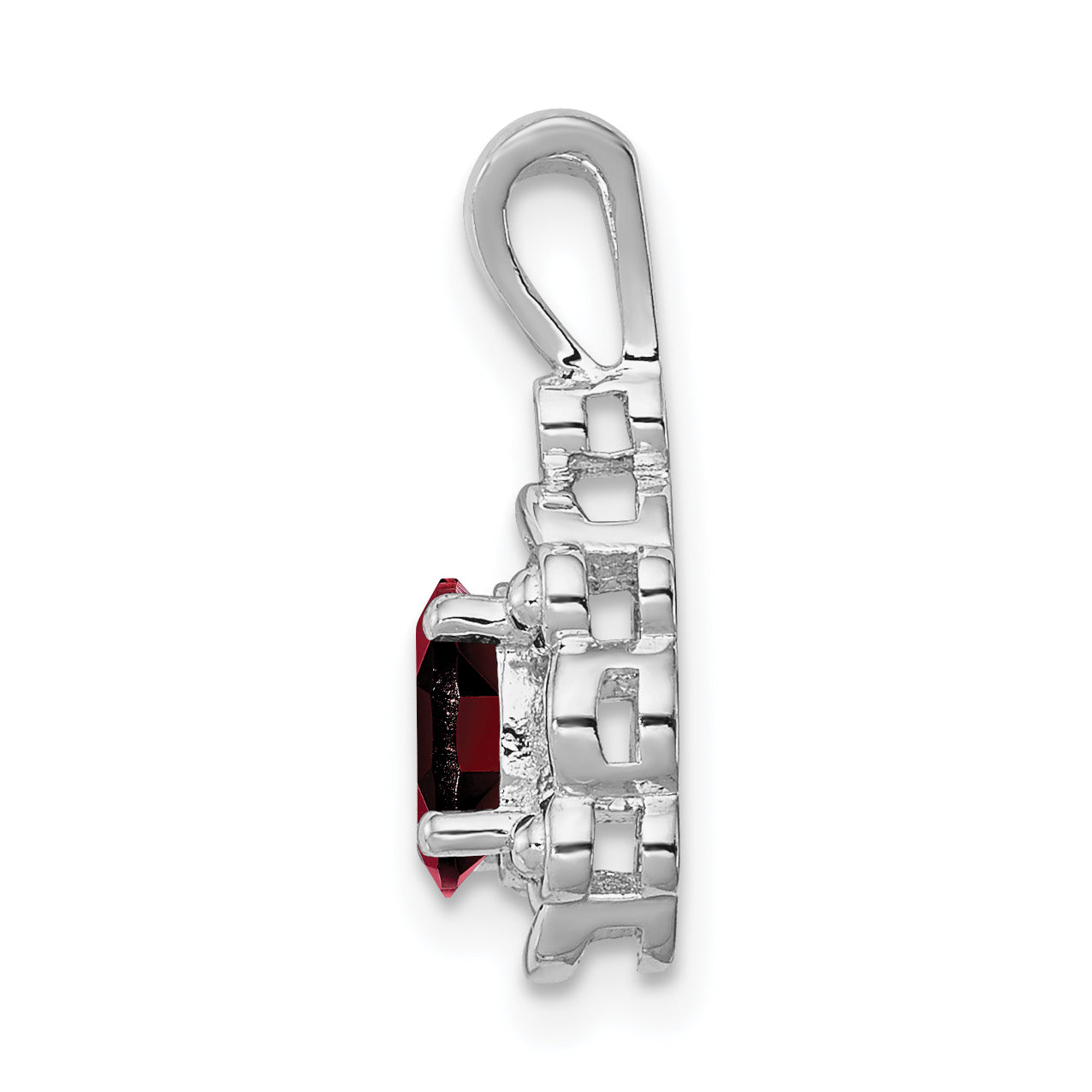 Sterling Silver Rhodium-Plated Garnet and Diamond Pendant Elegant January Birthstone Secondary image