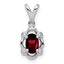 Sterling Silver Rhodium-plated Garnet & Diam. & Diam. Pendant