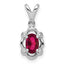 Sterling Silver Rhodium-plated Created Ruby & Diam. Pendant