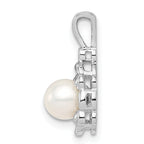 Sterling Silver Rhodium-Plated Pearl & Diamond Pendant  Elegant June Birthstone Design
