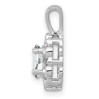 Sterling Silver Rhodium-Plated White Topaz & Diamond Pendant Elegant Oval Design
