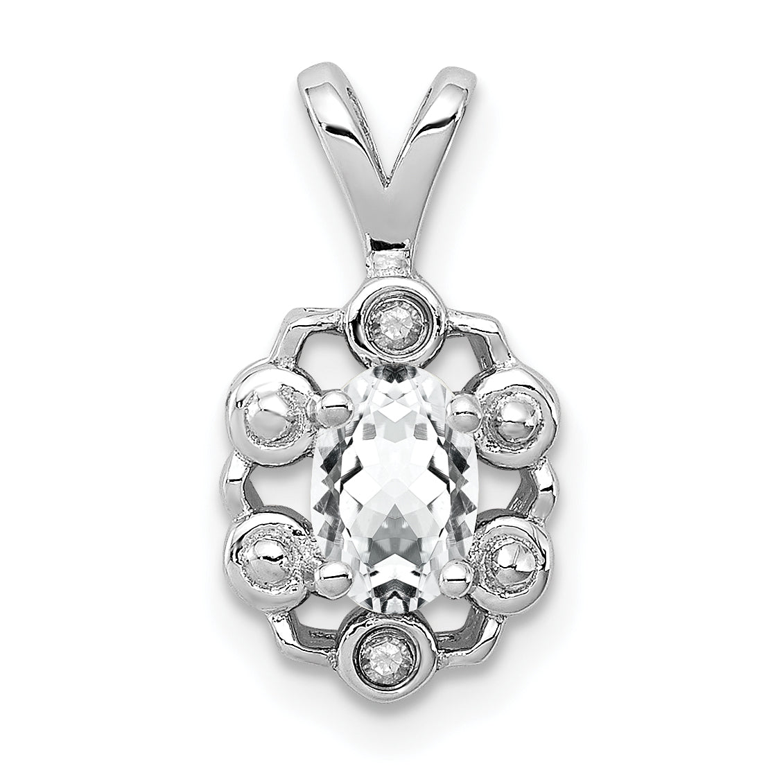Sterling Silver Rhodium-plated White Topaz & Diam. Pendant Main image