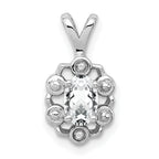 Sterling Silver Rhodium-plated White Topaz & Diam. Pendant