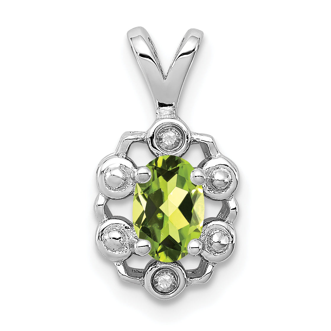 Sterling Silver Rhodium-plated Peridot & Diam. Pendant Main image