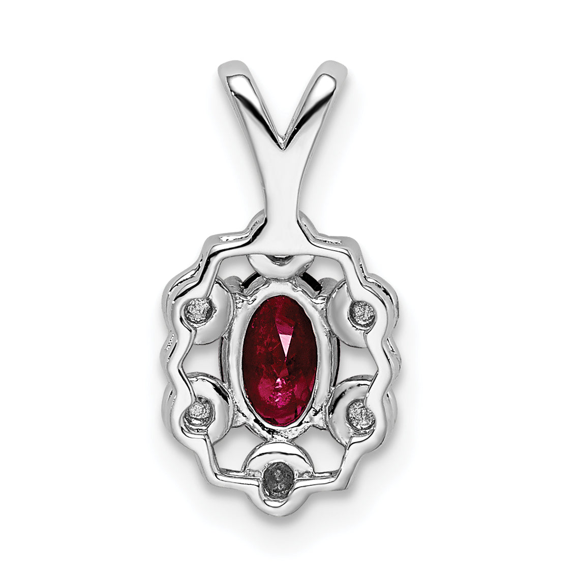 Sterling Silver Rhodium-plated Created Ruby & Diam. Pendant