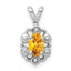 Sterling Silver Rhodium-plated Citrine & Diam. Pendant