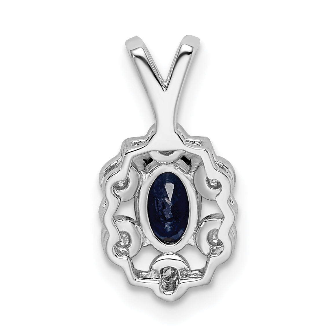 Sterling Silver Rhodium-Plated Sapphire & Diamond Pendant  Elegant September Birthstone