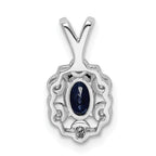 Sterling Silver Rhodium-Plated Sapphire & Diamond Pendant  Elegant September Birthstone