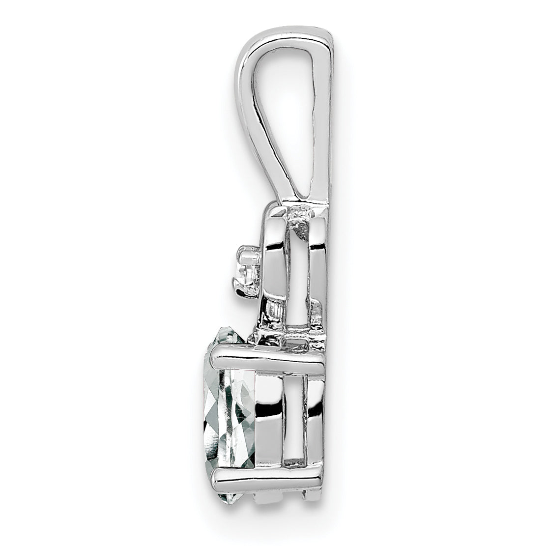 Sterling Silver 925 Rhodium-Plated White Topaz & Diamond Pendant, Polished Finish. Secondary image