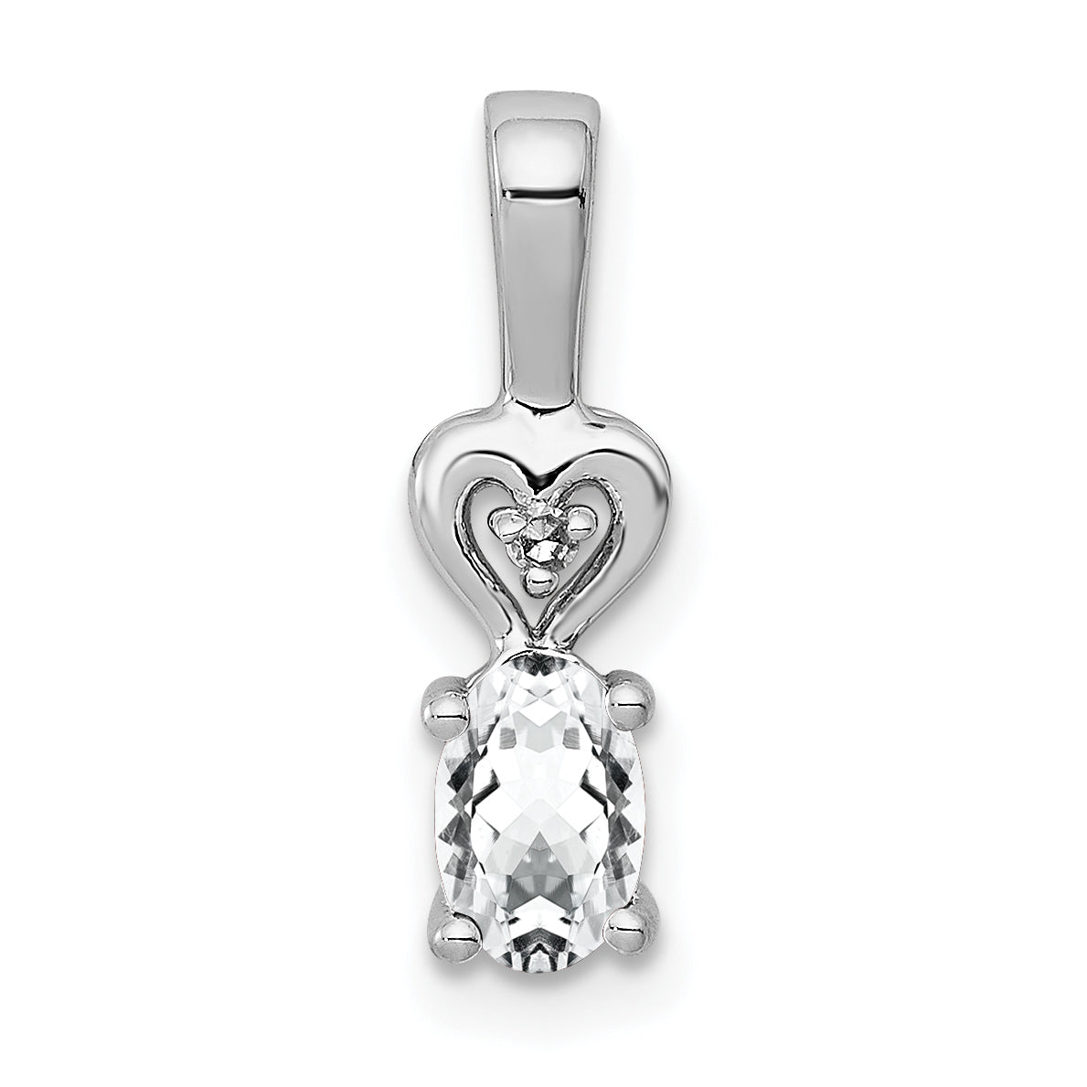 Sterling Silver Rhodium-plated White Topaz & Diam. Pendant Main image