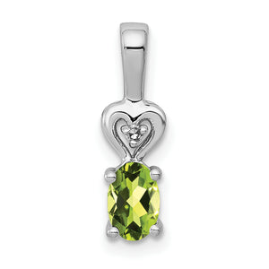 Peridot & Diamond Pendant in Sterling Silver, 5x17mm (0.01 ct. tw.) - Sophia Jewelers
