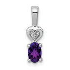 Sterling Silver Rhodium-plated Amethyst & Diam. Pendant