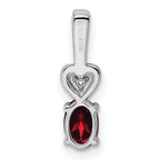 Sterling Silver Rhodium-Plated Garnet & Diamond Pendant  January Birthstone Elegance