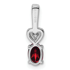 Sterling Silver Rhodium-Plated Garnet & Diamond Pendant  January Birthstone Elegance