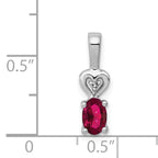 Sterling Silver Rhodium-Plated Ruby and Diamond Pendant  Elegant July Birthstone Design
