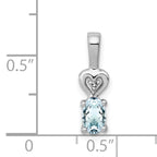 Sterling Silver Rhodium-Plated Aquamarine & Diamond Pendant  Polished, March Birthstone