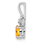 Sterling Silver Rhodium-Plated Citrine & Diamond Pendant  November Birthstone Elegance
