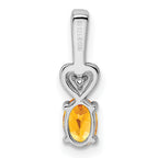 Sterling Silver Rhodium-Plated Citrine & Diamond Pendant  November Birthstone Elegance