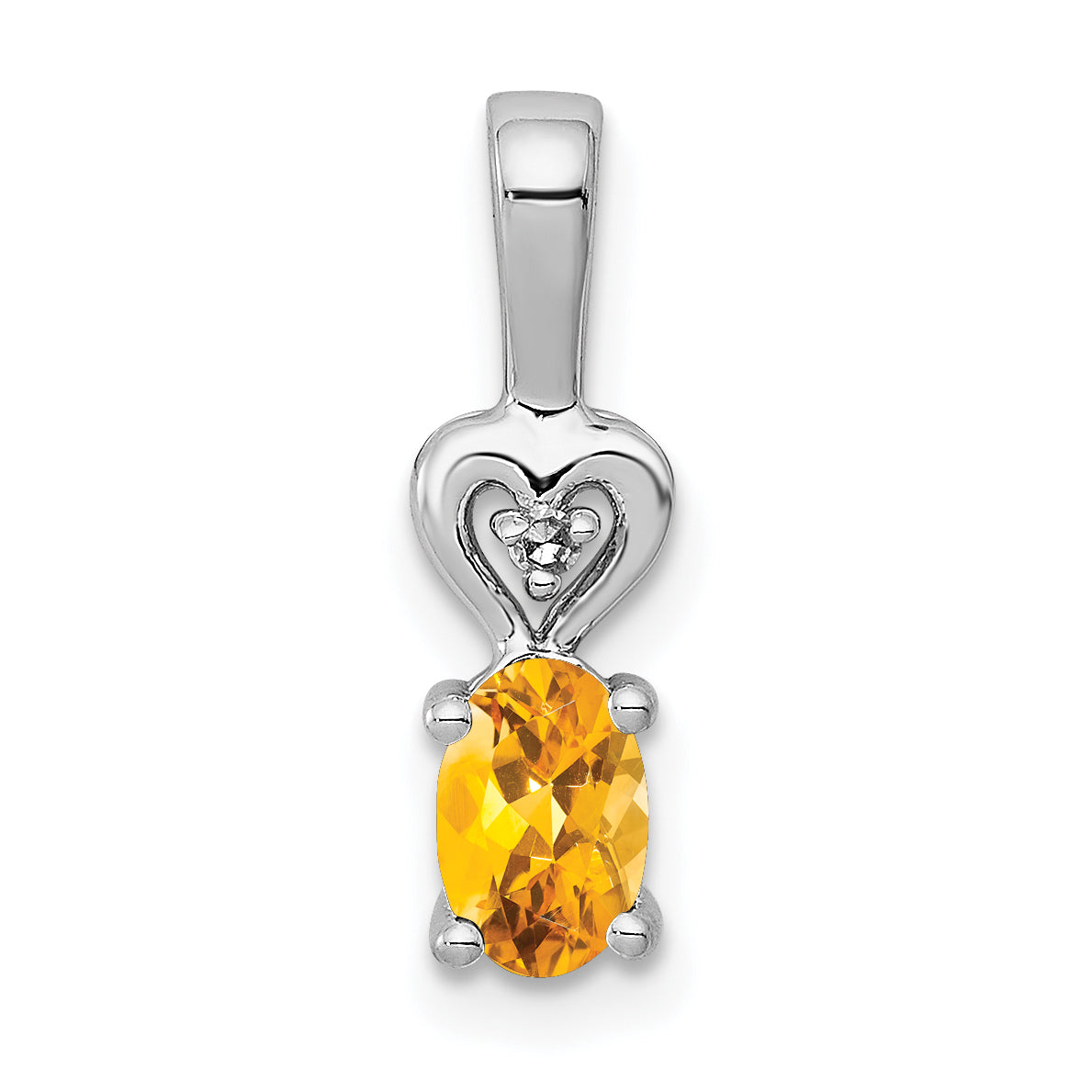 Sterling Silver Rhodium-plated Citrine & Diam. Pendant Main image