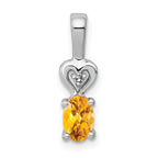 Sterling Silver Rhodium-plated Citrine & Diam. Pendant