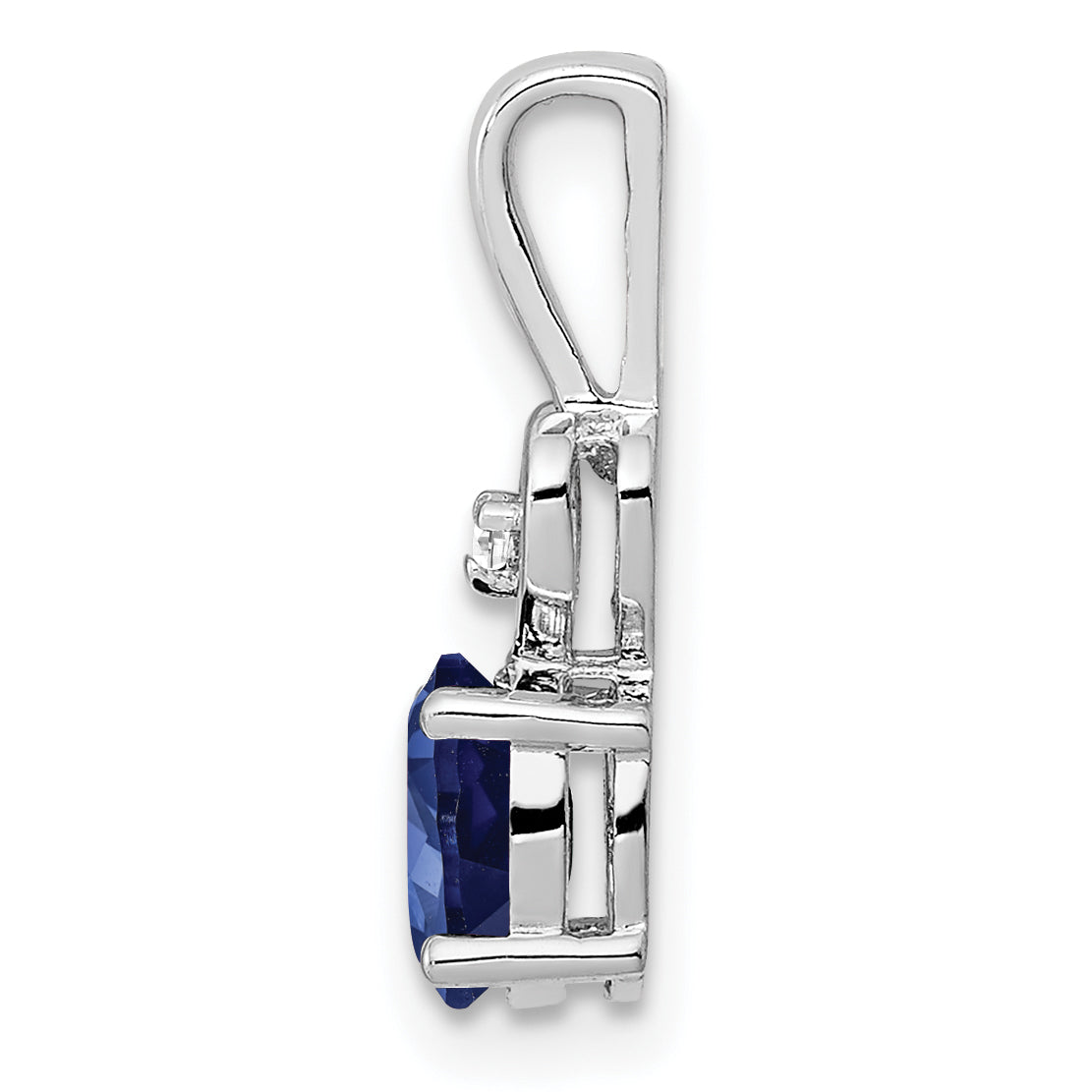 Sophia Jewelers Sterling Silver Sapphire & Diamond Pendant with Rhodium Finish Polished Secondary image