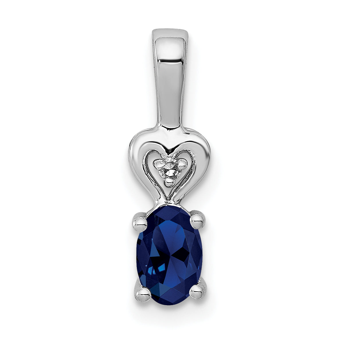 Sterling Silver Rhodium-plated Created Sapphire & Diam. Pendant Main image