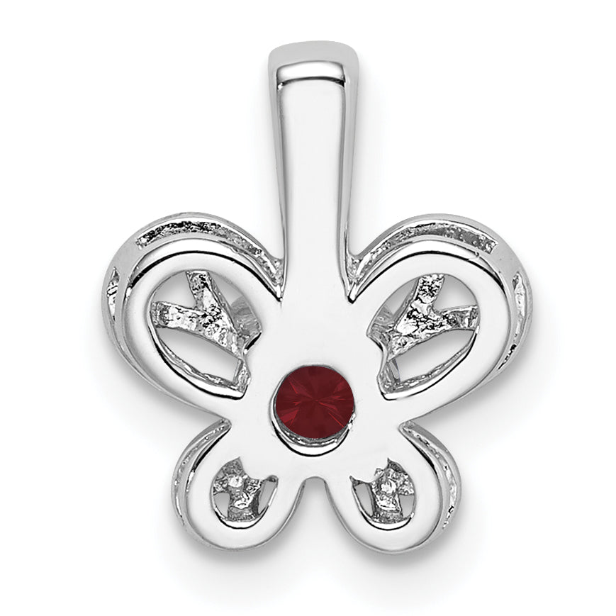 Sterling Silver Rhodium-Plated Lab-Created Ruby Pendant Elegant July Birthstone Charm