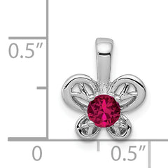 Sterling Silver Rhodium-plated Created Ruby Pendant