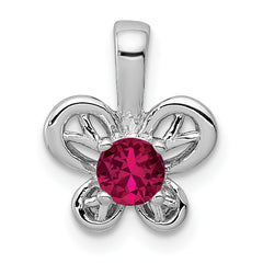 Sterling Silver Rhodium-plated Created Ruby Pendant