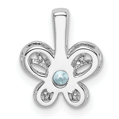 Sterling Silver 925 Rhodium-Plated Aquamarine Pendant with Natural March Birthstone