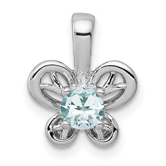 Sterling Silver Rhodium-plated Aquamarine Pendant