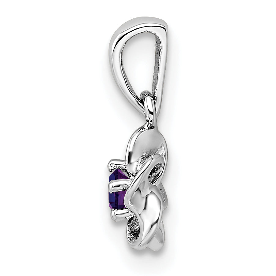Sterling Silver Rhodium-Plated Amethyst Floral Pendant  Elegant February Birthstone Charm Secondary image
