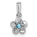 Sterling Silver Rhodium-Plated Blue Topaz Floral Pendant  Polished Finish