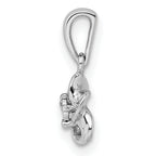 Sterling Silver 925 Rhodium-Plated Floral Diamond Pendant with Polished Finish