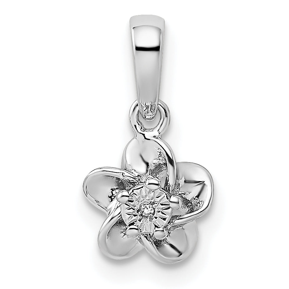 Sterling Silver Rhodium-plated Floral Diamond Pendant Main image