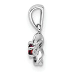 Sterling Silver 925 Rhodium-Plated Garnet Floral Pendant  Polished, Elegant, Birthstone Jewelry