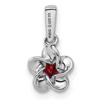 Sterling Silver 925 Rhodium-Plated Garnet Floral Pendant  Polished, Elegant, Birthstone Jewelry