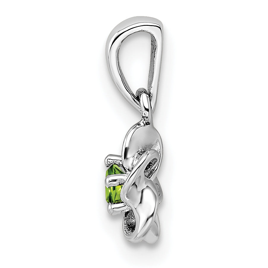 Sterling Silver Rhodium-Plated Peridot Pendant with Floral Design Polished Finish Secondary image