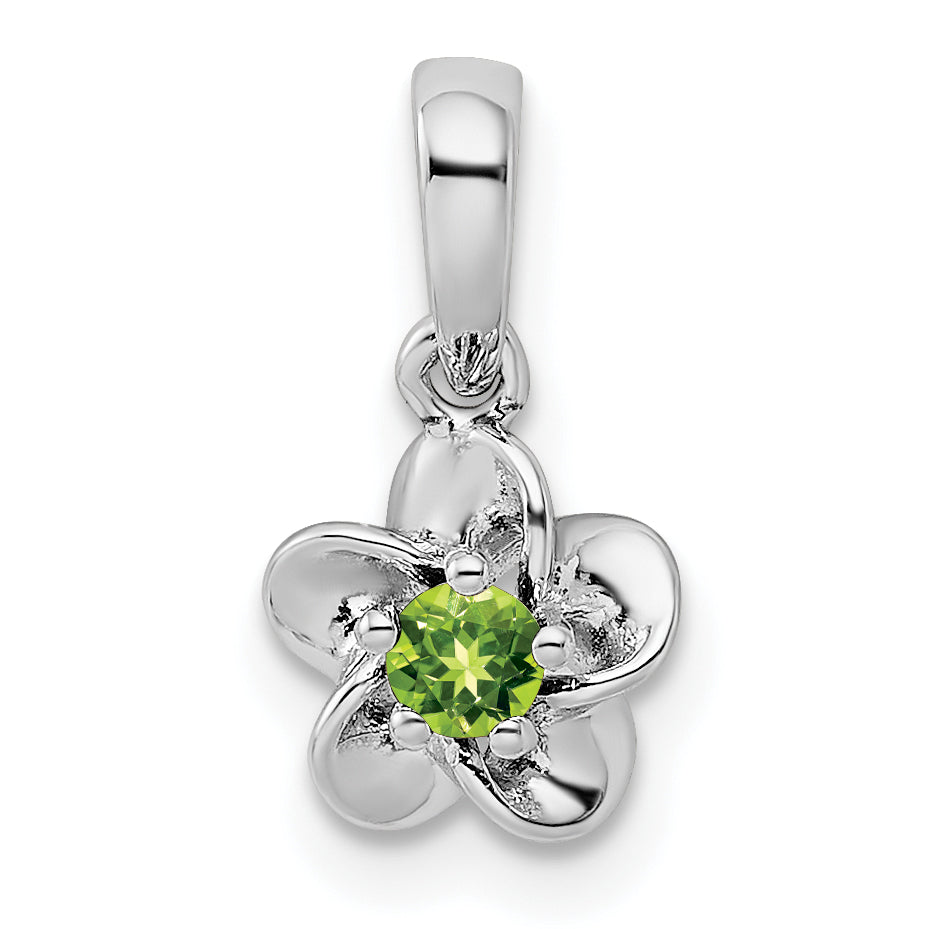 Sterling Silver Rhodium-plated Floral Peridot Pendant Main image