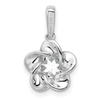 Sophia Jewelers Rhodium-Plated Sterling Silver Floral White Topaz Pendant Polished 3D Design