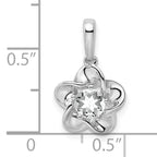 Sophia Jewelers Rhodium-Plated Sterling Silver Floral White Topaz Pendant Polished 3D Design