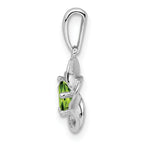 Sterling Silver Rhodium-Plated Peridot Pendant with Floral Design  August Birthstone