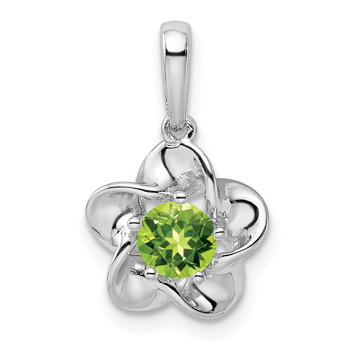 Sterling Silver Rhodium-plated Floral Peridot Pendant Main image