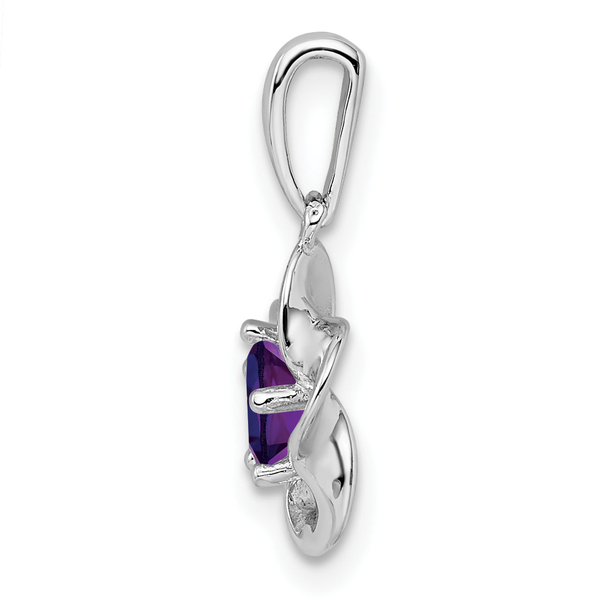 Sterling Silver 925 Rhodium-Plated Amethyst Floral Pendant Elegant February Birthstone Style Secondary image