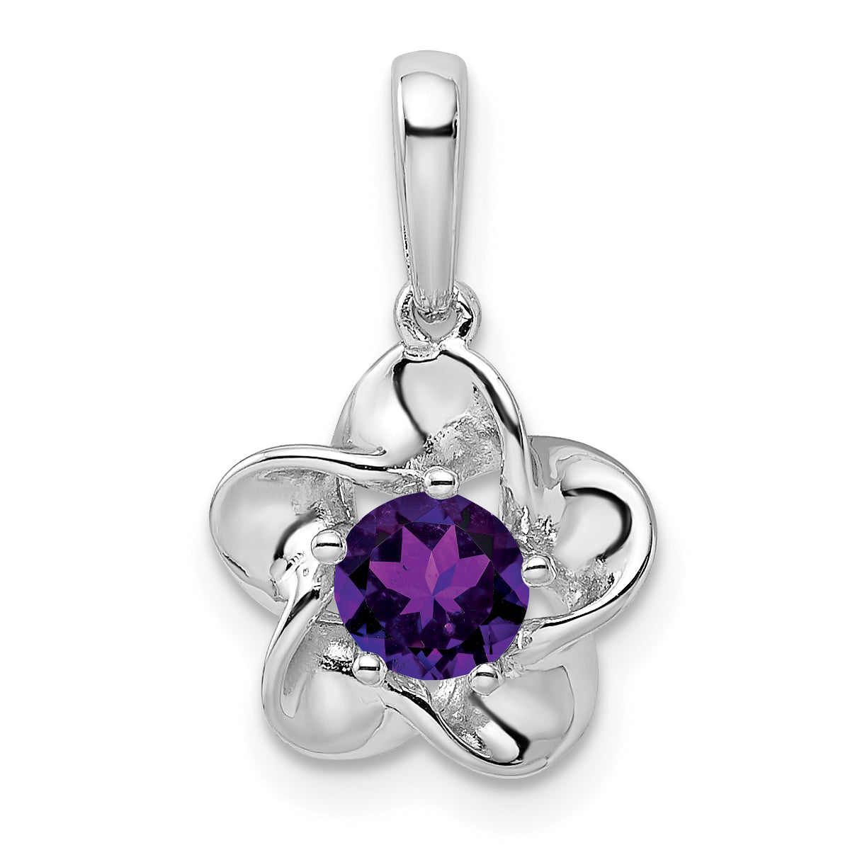 Sterling Silver Rhodium-plated Floral Amethyst Pendant Main image