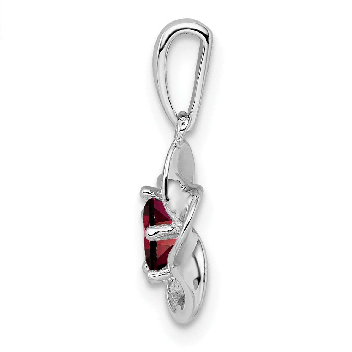 Sterling Silver 925 Garnet Floral Pendant with Rhodium Polish Bridal Jewelry Secondary image